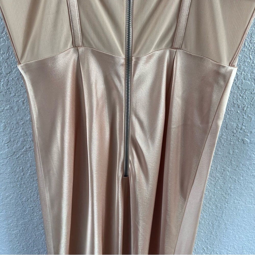 Alice + Olivia Blush Satin Corset Maxi Dress Cowl Neck Zip Back Special Occasion - Picture 8 of 16